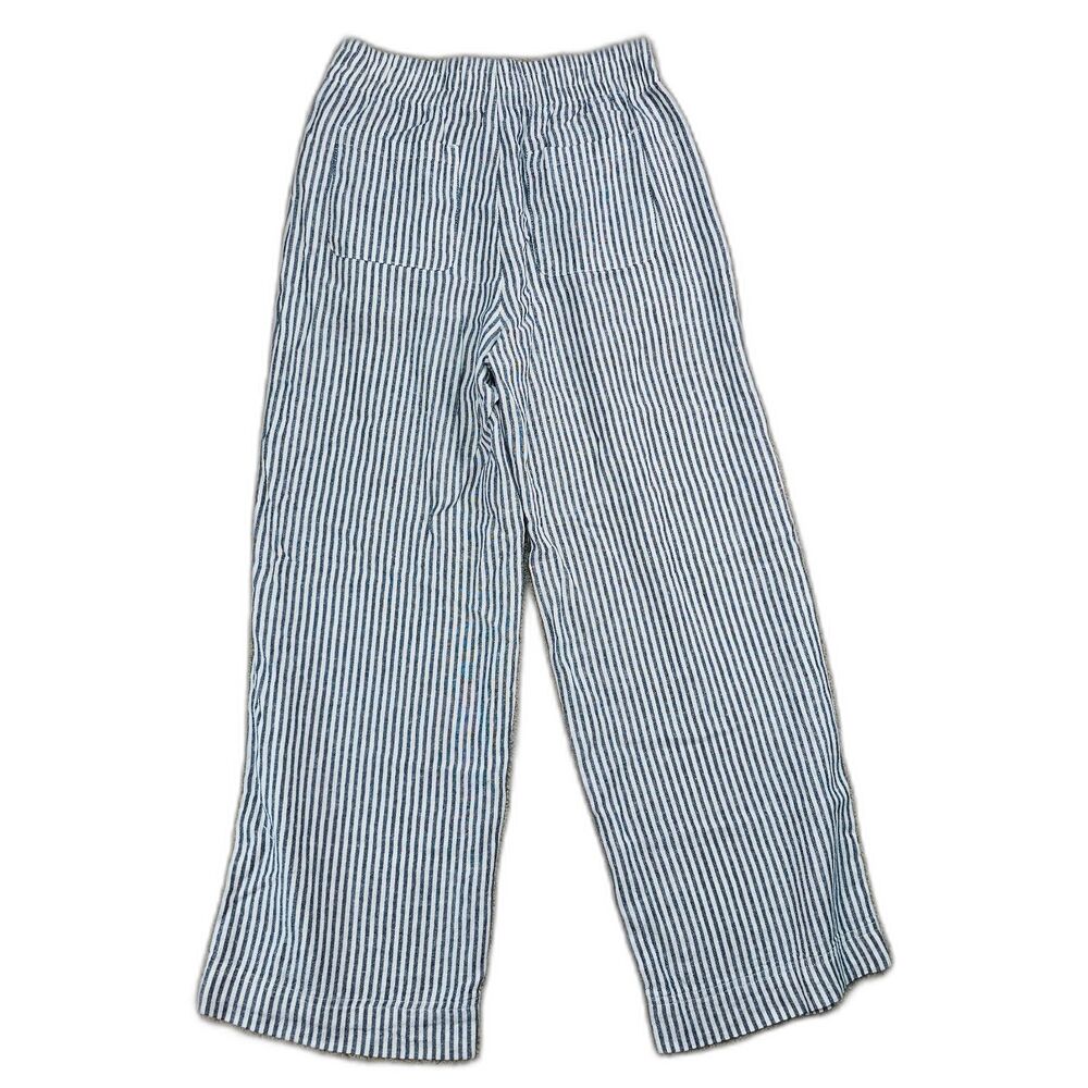 Old Navy High Rise Wide Leg Linen Blend Pants S Blue White Stripe Coastal - Picture 3 of 14